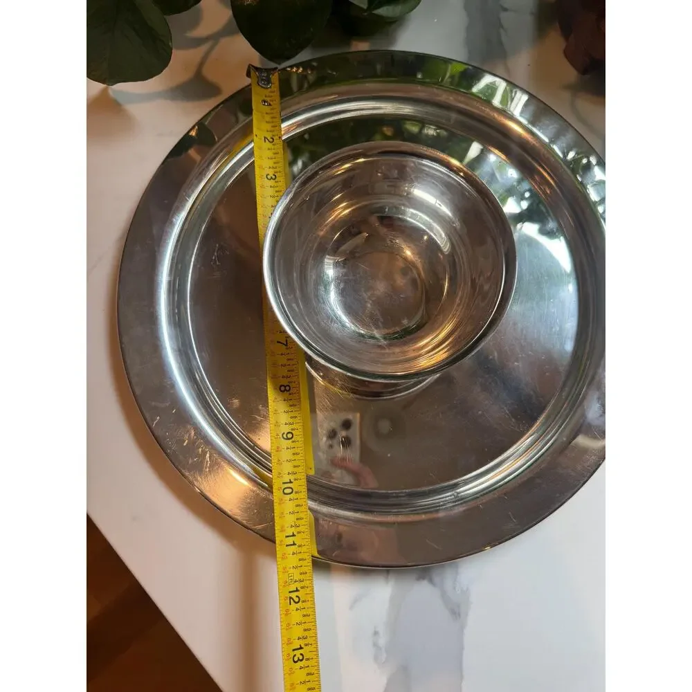 Vintage Wm Rogers Silver Plate Revere-Style Bowl & Tray Set